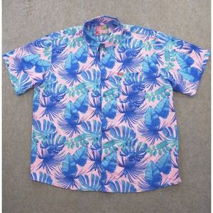 Dixxon Shirt Mens Big 4X Blue Pink MorrisButton Up Floral Short Sleeve Hawaiian
